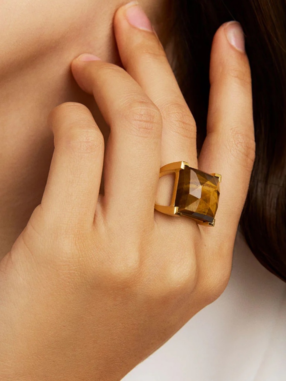 Dean Davidson Tigers Eye Plaza Ring, size 6